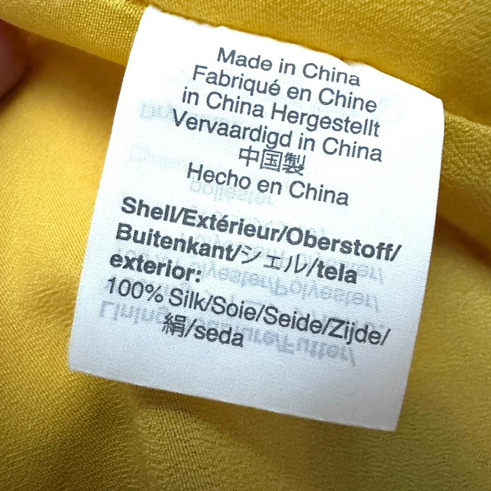 J.Crew Sz 16 Yellow Floral 100% Silk Double Pleated Midi Skirt K2124